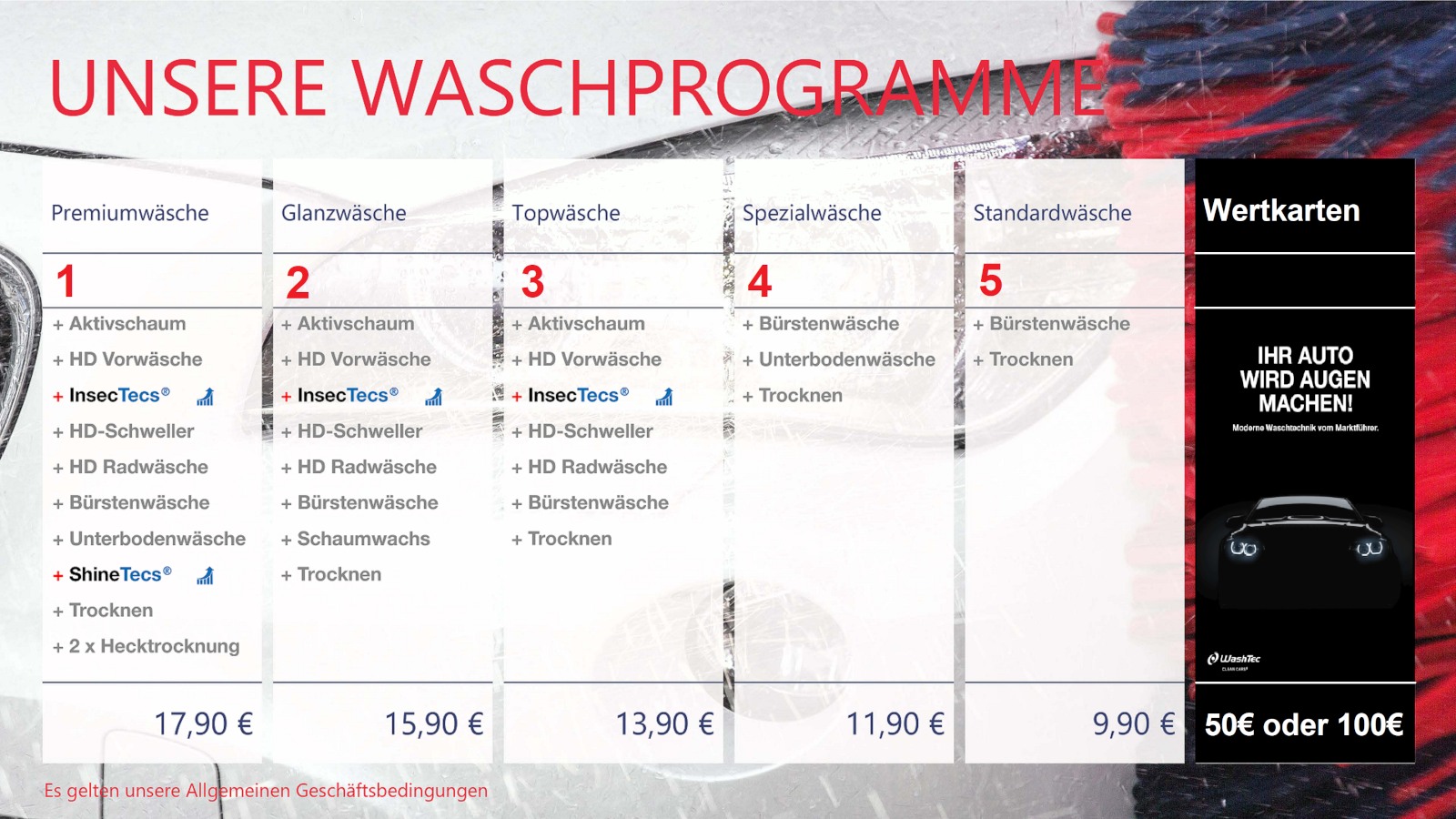 Unsere Waschprogramme ab 2023